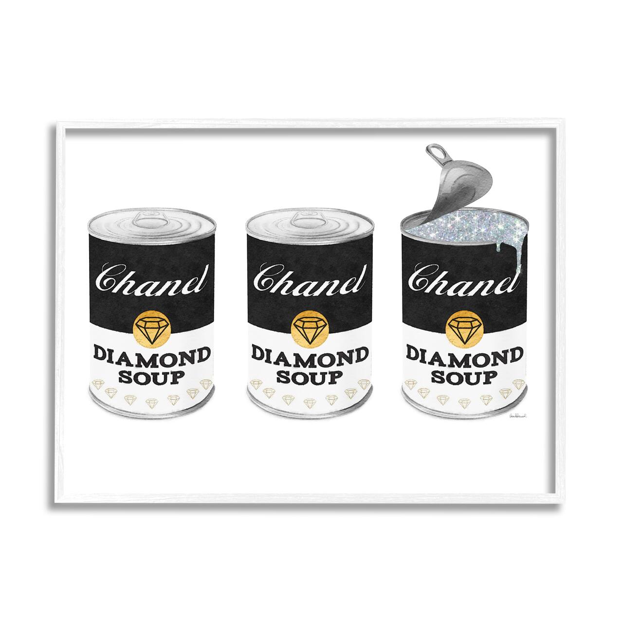 Stupell Industries Fashion Condensed Soup Trio Glam Black Diamond Pop Framed Wall Art